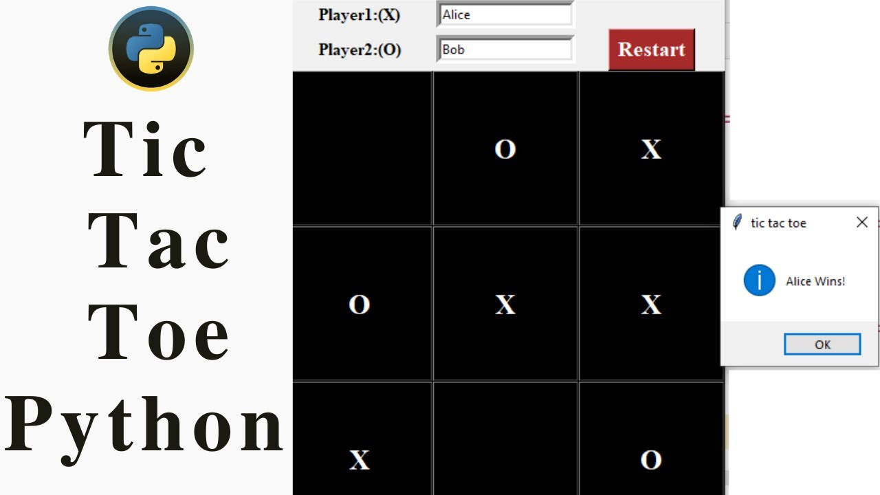 Tic Tac Toe Game In Python For Beginners Youtube
