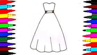 How To Draw Princess Dress For Kids | Anna Elsa Dress Drawing | Anna Dres | Elsa Dress | Frozen 2