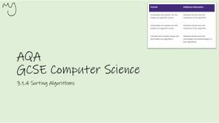 GCSE Computer Science Sorting Algorithms