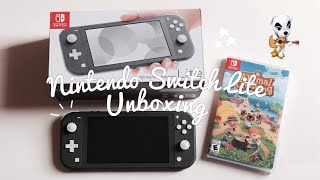 Grey Nintendo Switch Lite Unboxing + Animal Crossing