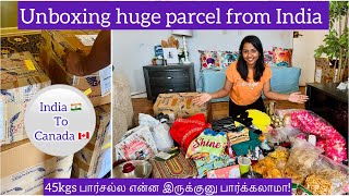 இந்தியாவிலிருந்து கனடா வந்தா 45kgs பார்சல் | Unboxing 45kgs parcel from India | Tamil vlog Canada