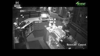 THIEF RAMS INTO LOCAL GUN SHOP, STEALS THOUSANDS OF DOLLARS OF FIREARMS