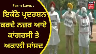 Farm Laws : ਇਕੱਠੇ ਪ੍ਰਦਰਸ਼ਨ ਕਰਦੇ ਨਜ਼ਰ ਆਏ ਕਾਂਗਰਸੀ ਤੇ ਅਕਾਲੀ ਸਾਂਸਦ | AKALI DAL | CONGRESS | NEWS18 PUNJAB