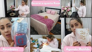 Tarefas Domésticas - Decorei o Quarto Rosa || Agenda Matilde || Recebidos || Costurei toalha Natal