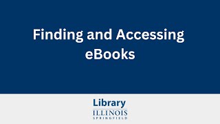 Finding and Accessing eBooks