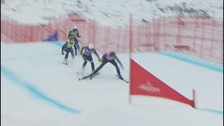 Sweden's Alexandra Edebo crashes hard at Val Thorens World Cup ski cross race