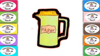 Very Easy! How to Draw a Pitcher for Kids / Coloring Pencil