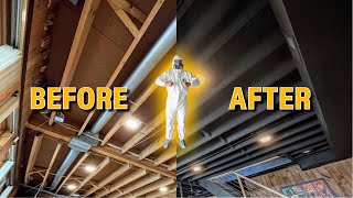 How to Paint an Exposed Ceiling | DIY Basement Renovation Part 1