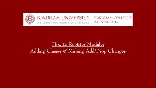 Adding Classes & Making Add/Drop Changes