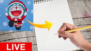 How to draw doremon ,  Doremon drawing , Christmas drawing