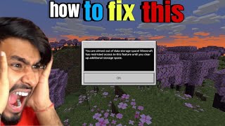 how to fix you are almost out of data storage minecraft pe #minecraft #viral #gaming