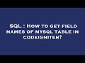 SQL : How to get field names of mysql table in codeigniter?