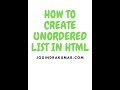 HOW TO CREATE UNORDERED LIST IN HTML #html #css #shorts #list #htmltutorial