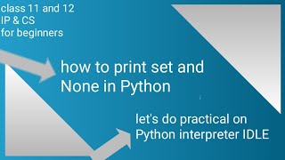 how to print Set and None in Python interpreter || Class 11 CS CBSE