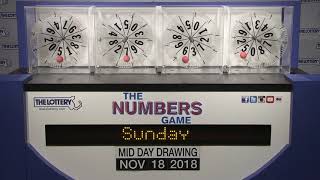 Midday Numbers Game Drawing: Sunday, November 18, 2018