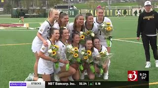 Carrera sets record, UVM cruises on senior day