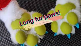 Fursuit mochi paws with long fur fabric #fursuiter #fursuits #fursuitmaker #furries #fursona #neko