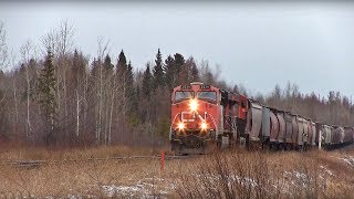 CN ES44DC 2234 Rockets Eastbound Grainer With Fantastic Early Gen K5HL Action At Entwistle AB