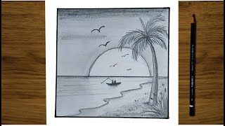 Dibuja un Paisaje de Playa Facil Dibujos para dibujar | Landscape Drawing | Karakalem Manzara