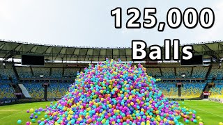 125,000 Color Balls in the soccer field | Blender Rigid body simulation