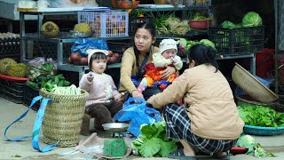 Independence on the Mountain - Young Mother and Two Children Harvest Vegetables