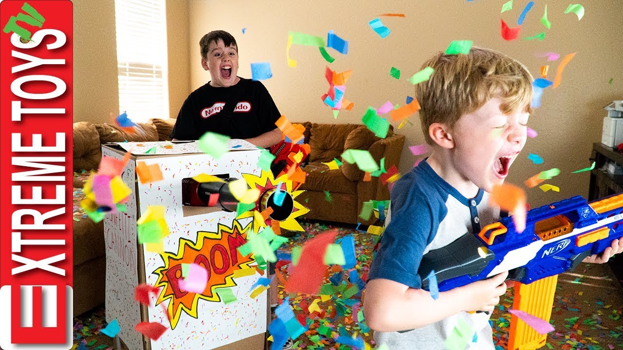 Sneak Attack Squad Birthday Confetti Blaster Nerf Battle! - YouTube