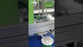 SWITEK IML ROBOT With YIZUMI IMM FOR 2 Cavites 2 liter bucket #robots #plasticbucket