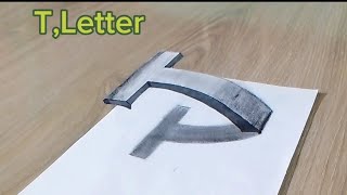 how to draw 3D T,letter.