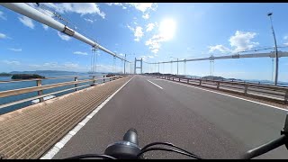 Crossing the Seto Ohashi Bridge. 瀬戸大橋　[Rebel250, Insta360]