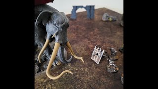 MESBG battle report. Mordor siege bows against a War Mûmak of Harad with gnarled hide.