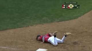 Runner Ejected For Intentionally Hurting 1st Baseman