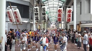 徳島市・阿波踊り　水玉連・浮助連・阿呆連による3連合同の東新町商店街「流し踊り」　2018年　Awa-odori (Awa dance) in Tokushima