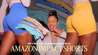 DFYNE vs AMAZON | impact shorts try on haul | amazon activewear review