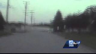 Dashcam video shows naked driver crashing into police cars