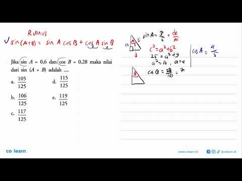 Jika Sin A=0,6 Dan Cos B=0,28 Maka Nilai Dari Sin(A+B) Adalah ... - YouTube