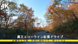 ４K 蔵王エコーライン紅葉ドライブ　Autumn leaves drive along Zao Eco-Line