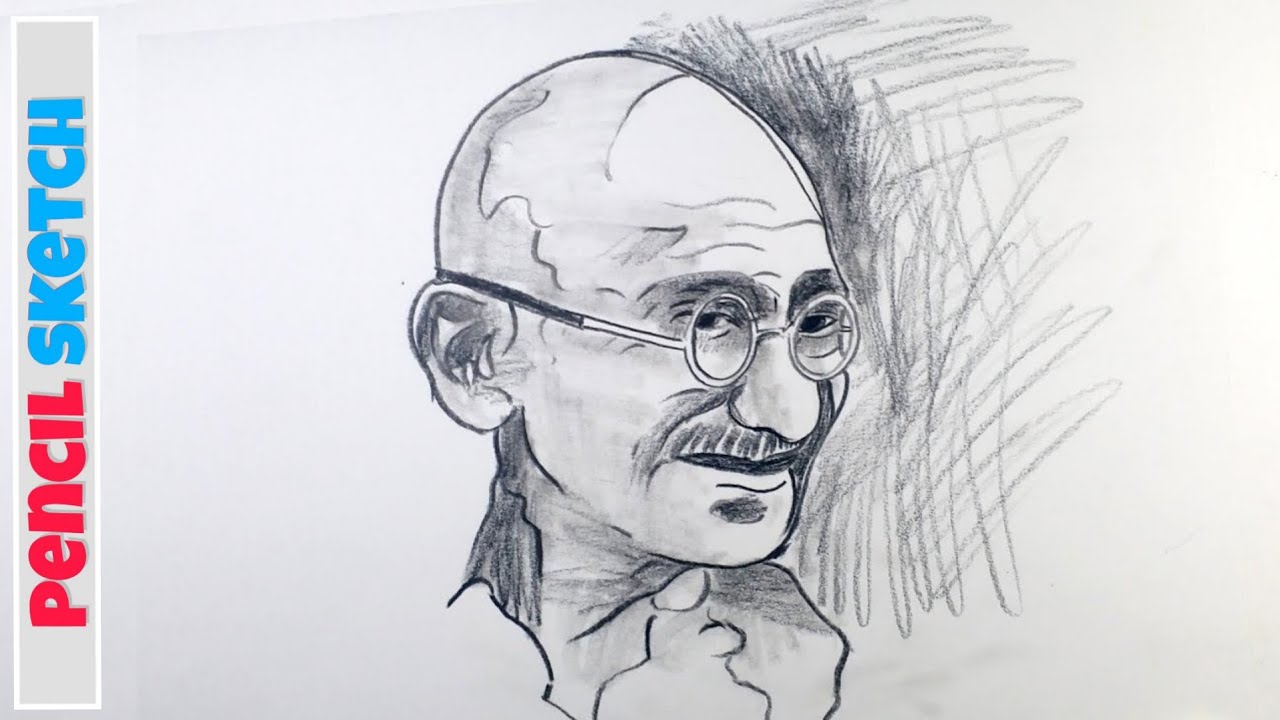 Drawing Mahatma Gandhi ( INDIA LEADER ) Realistic Sketch - YouTube