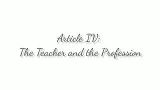 Article 4: The Teacher and the Profession