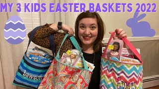 What's In My 3 Kids Easter Baskets 2022 | EASTER BASKET IDEAS 🐣✝️🍫