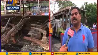 Five Buses Destroyed | After Short Circuit in Warangal RTC Dipo