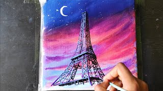 Eiffel tower Acrylic painting tutorial Step by Step for Beginner(#9)