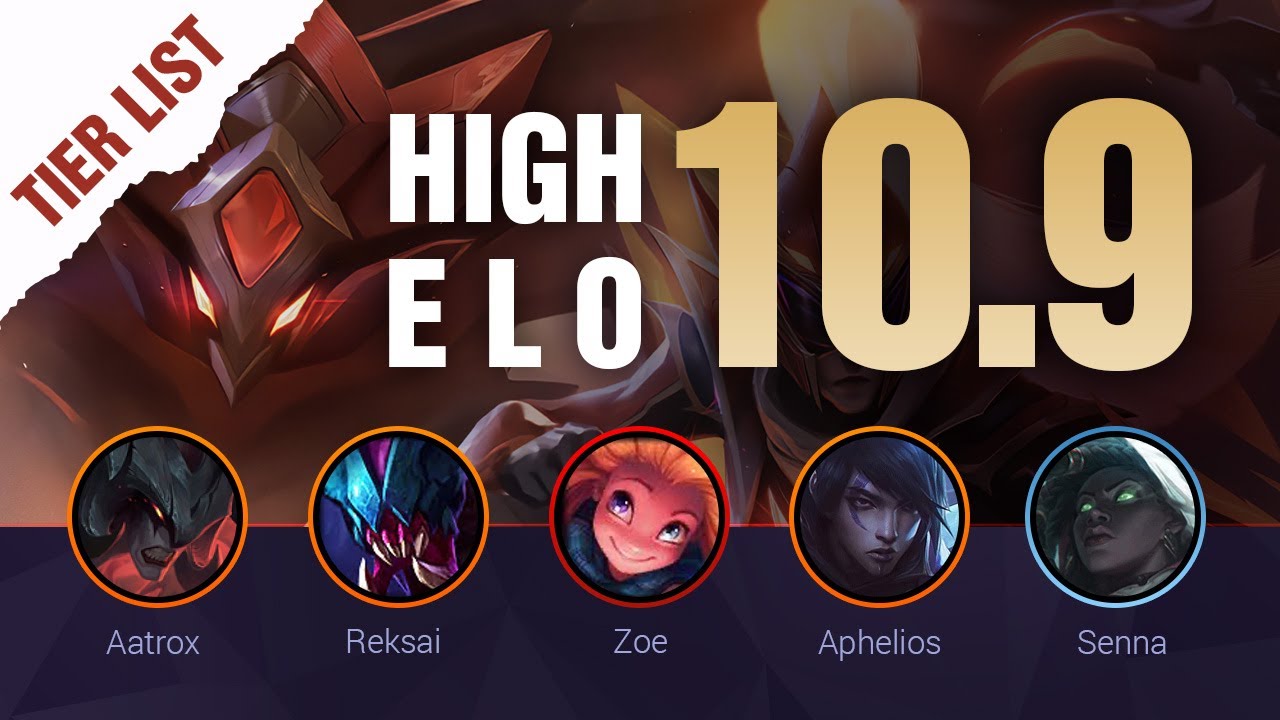 HIGH ELO LoL Tier List Patch 10.9 By Mobalytics - League Of Legends ...