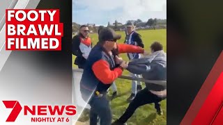 Violent brawl at Willaston football grand final caught on camera | 7NEWS