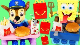 SpongeBob SquarePants Grills McDonalds Happy Meal for Baby Chase!