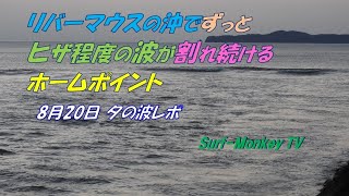 リバーマウスの沖でずっとヒザ程度の波が割れ続けるホームポイント 210820 夕方 ~サーフモンキーTV