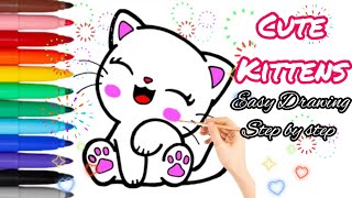 HOW TO DRAW CUTE KITTEN VERY VERY EASY DRAWING STEP BY STEP
