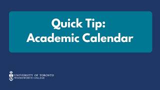Quick Tip: Academic Calendar