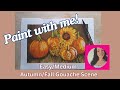 Gouache Painting Tutorial: Sunflower and Pumpkins Fall Still Life with Autumn Colors