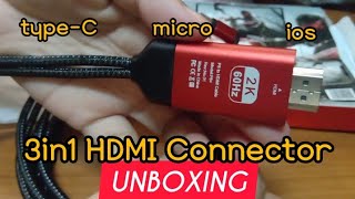 3in1 mobile to tv display cable with HDMI port (kahit hindi smart tv pwede)