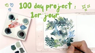 Début du 100 day project : préparation et première aquarelle ✨🐥🌙